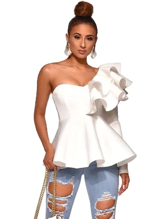 HOLLYWOOD PEPLUM TOP (White)