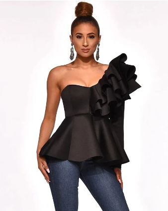 HOLLYWOOD PEPLUM TOP (Black)