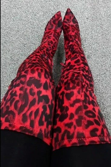 RED LEOPARD PRINT BOOTS