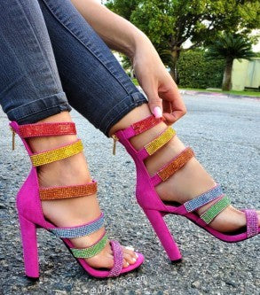 CAGED FUCHSIA HEELS